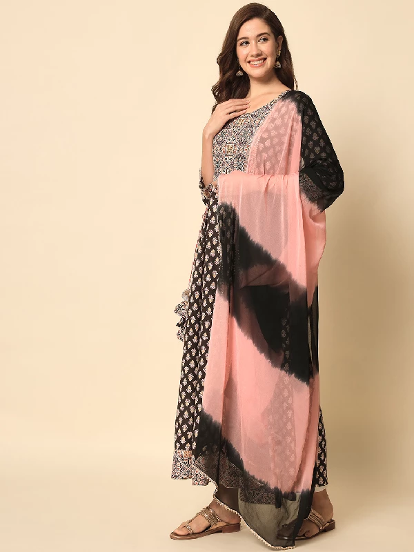Traditional Function Wear Heavy Rayon Readymade Suit, Chiffon - Multi-2.webp
